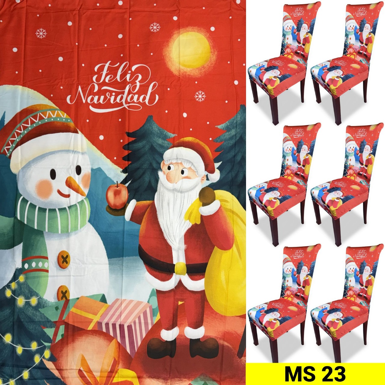 Set mantel + 6 fundas sillas NAVIDAD